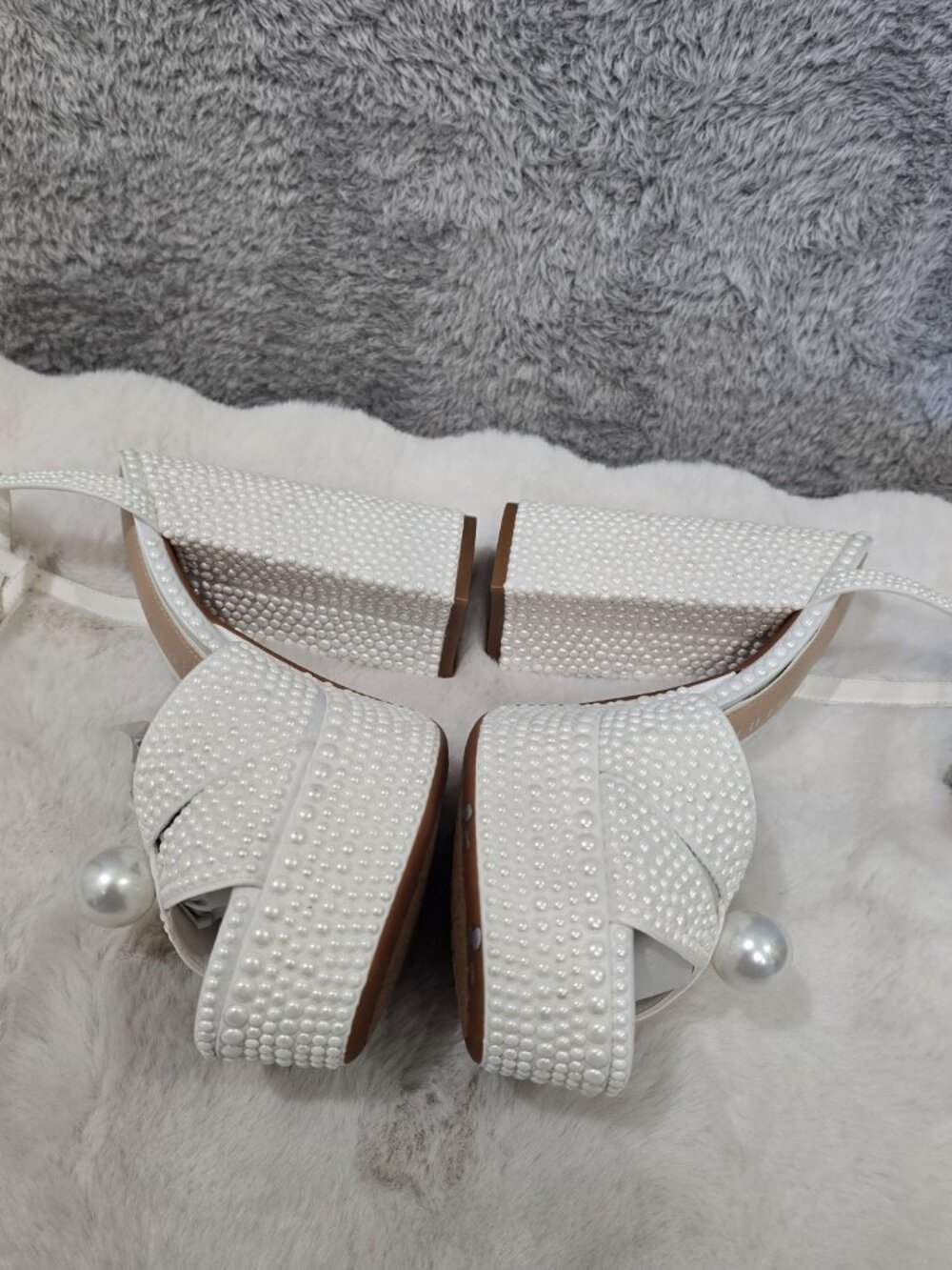 Gianni Bini Kemara Two Embellished Pearl Studded Platform Sandal Sizes NEW - Picture 5 of 9